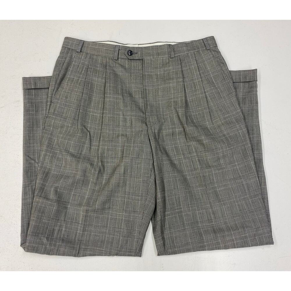 VTG Polo University Ralph Lauren wool pleated cuffed plaid wide leg dress pants